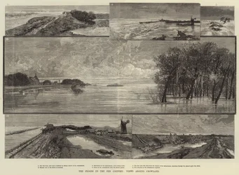 Le inondazioni nel paese delle Fens, vedute intorno a Crowland